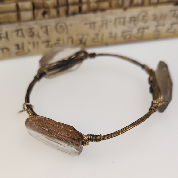 Bourbon and Bowties Gold and Brown Crystal Bracelet - Picture 4 of 7